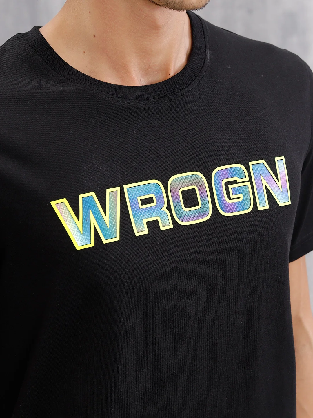 Holographic Transfer Brand Carrier Crew Neck T-Shirt  |  Black - Image 8