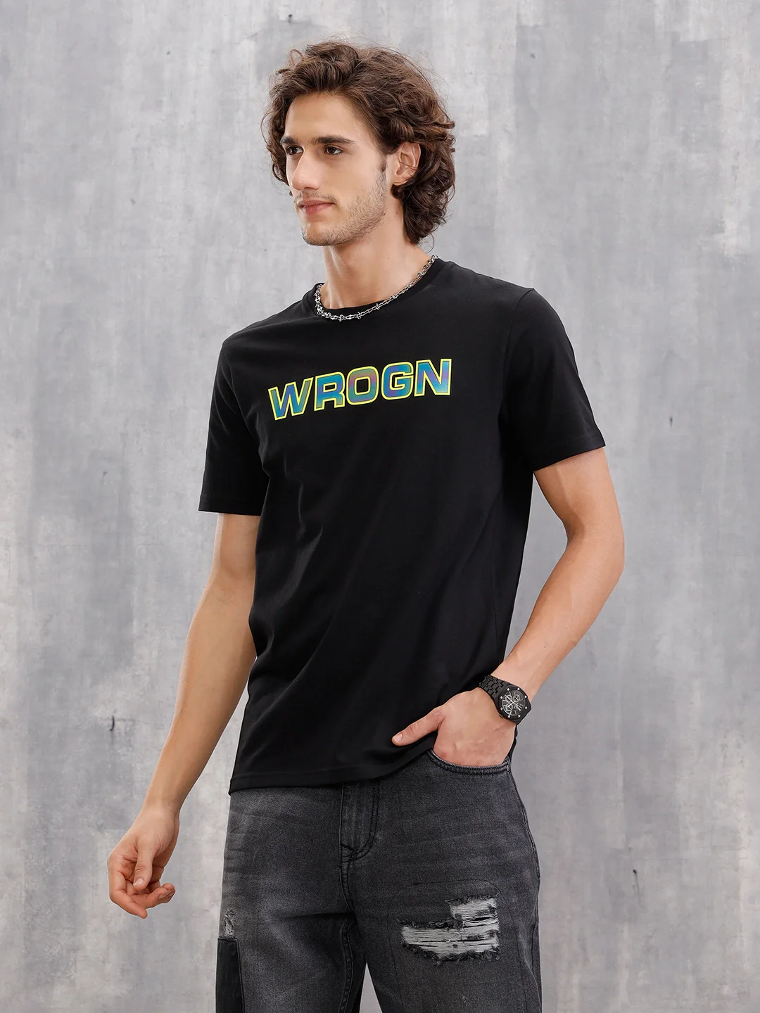 Holographic Transfer Brand Carrier Crew Neck T-Shirt  |  Black - Image 9