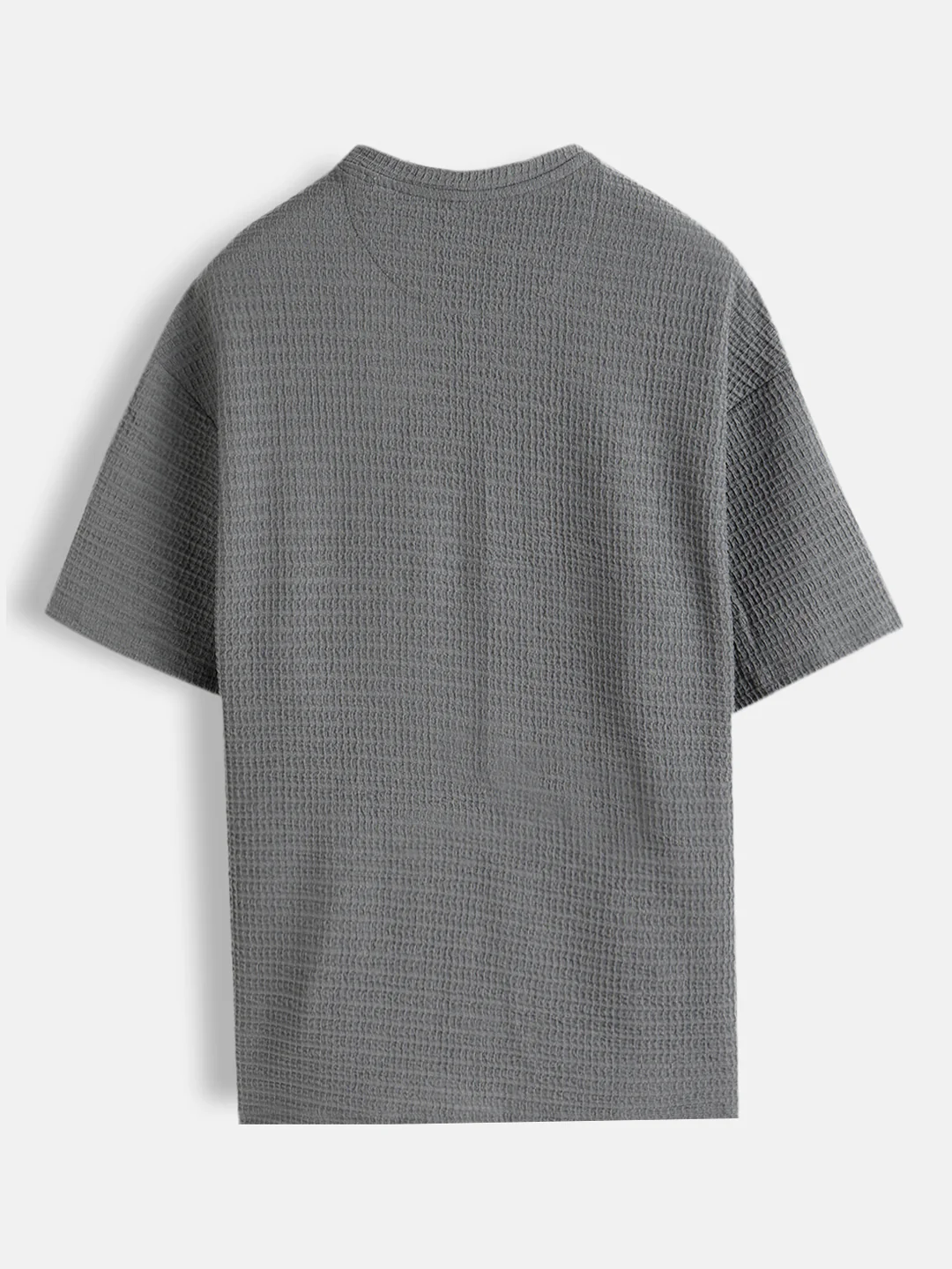 Honeycomb Textured Knit Crew Neck Pullover In Oversized Fit  |  Grey - Image 2