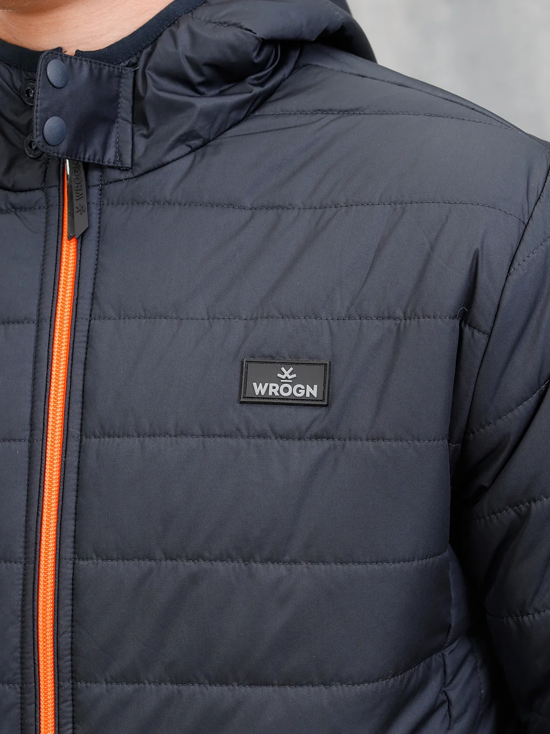 Hooded Puffer Bomber Jacket | Navy Blue - Image 5