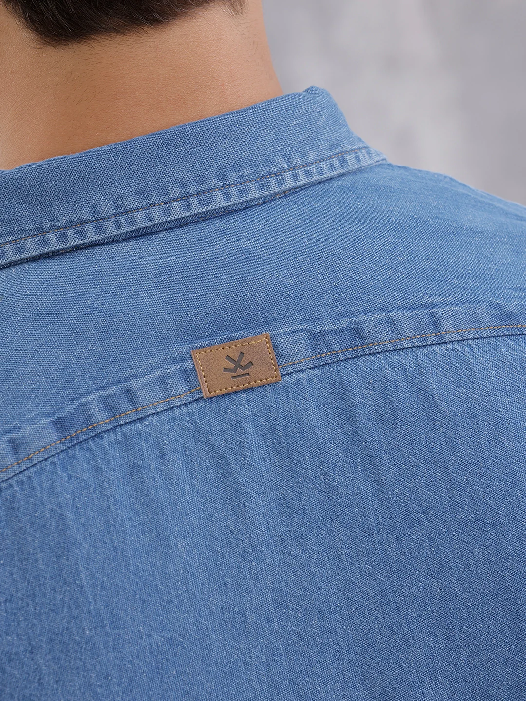 Indigo Washed Casual Regualr Fit Denim Shirt | Blue - Image 5