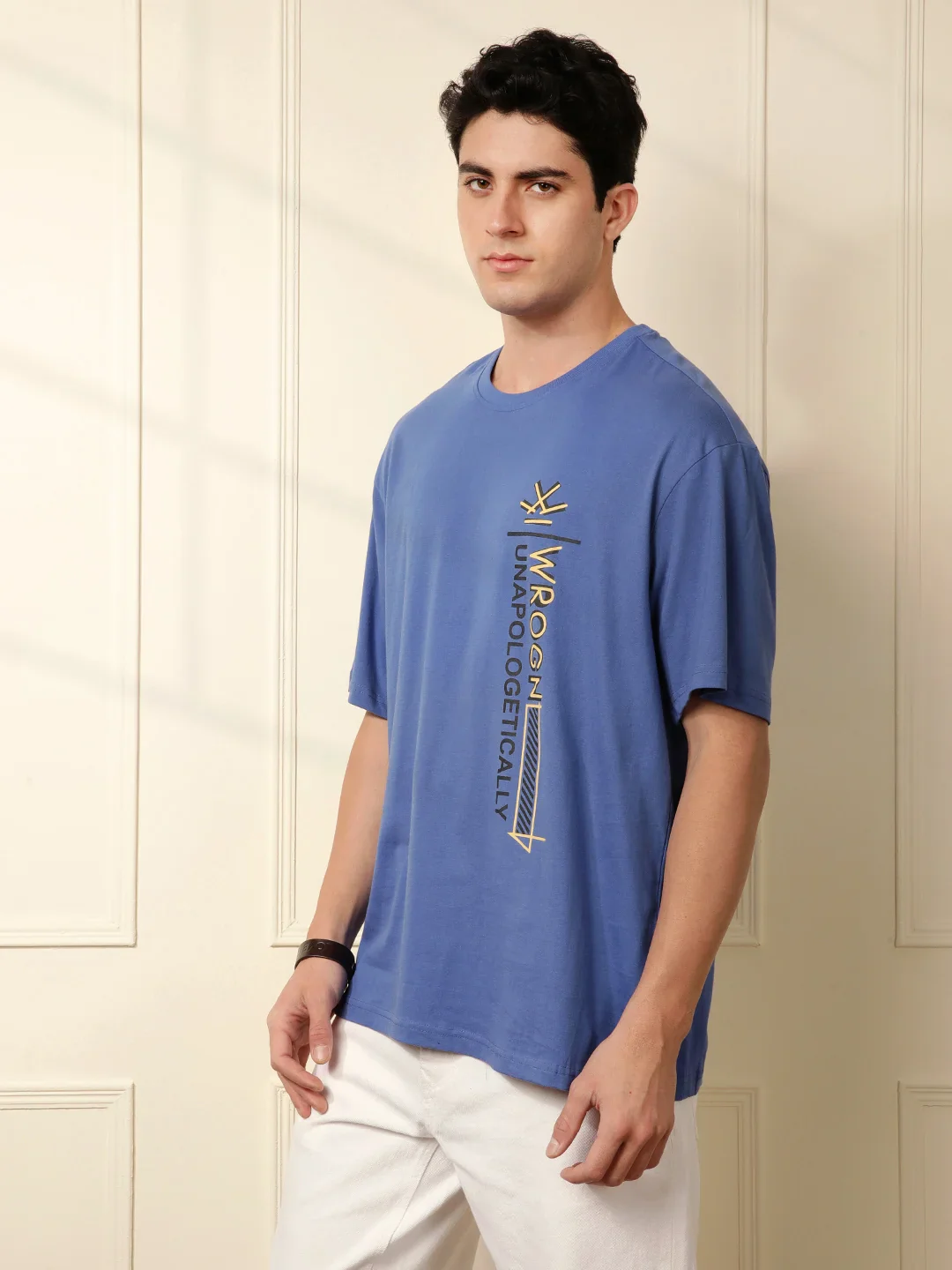 Influential Printed Blue Oversized T-Shirt - Image 4