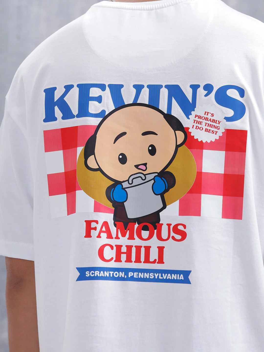 Kevin’s Famous Chili Graphic Oversized Fit Tee For Men | White - Image 4