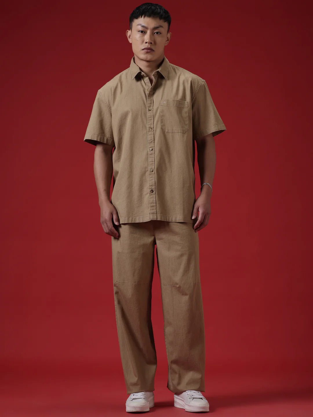 Khaki Dyed Loose Fit Trousers - Image 2