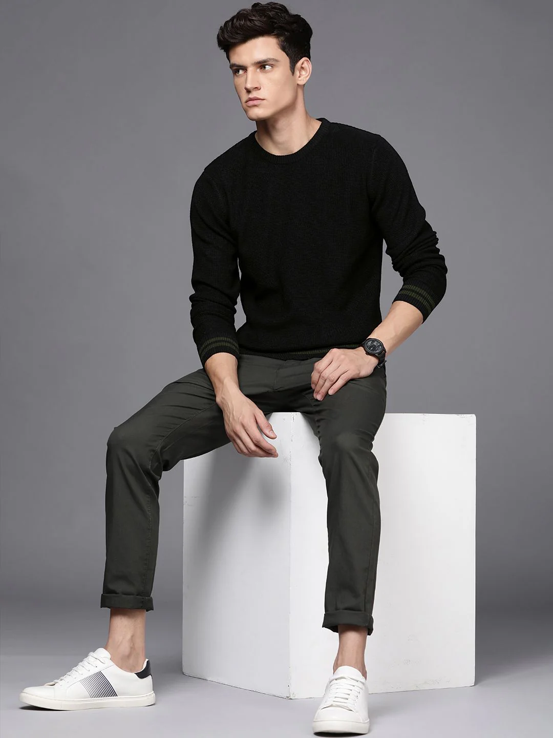 Knit Black Full Sleeve Sweater - Image 2