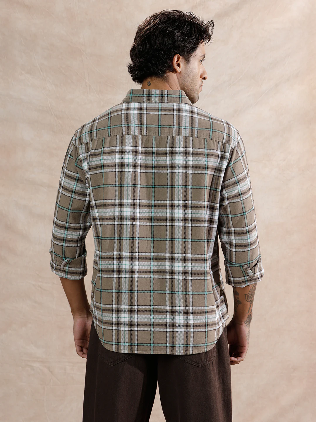 Large Scale Checked Shirt | Brown - Image 3