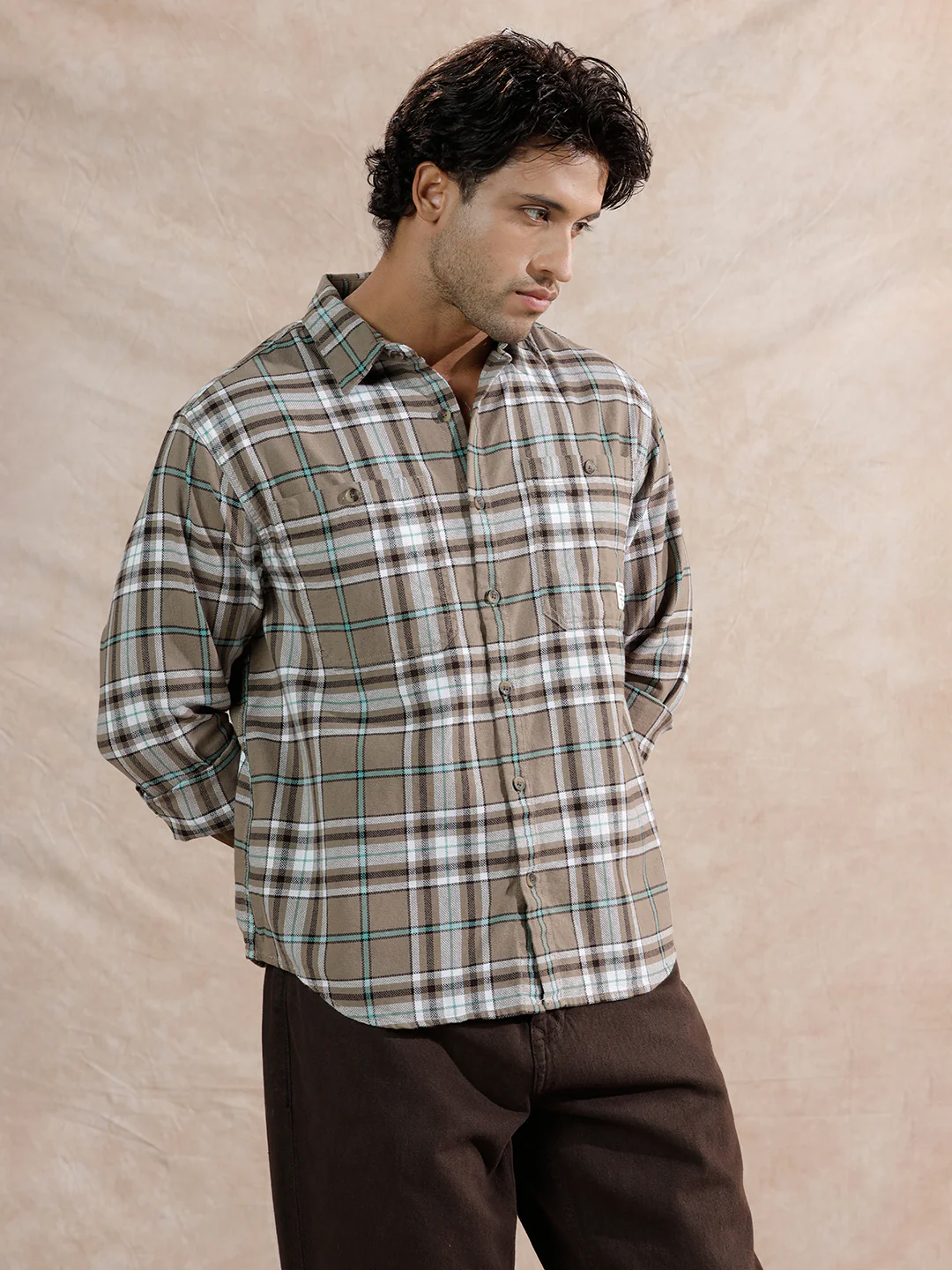 Large Scale Checked Shirt | Brown - Image 4