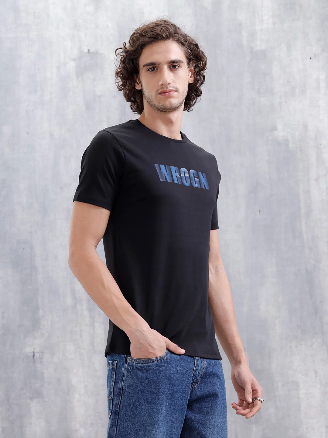 Laser Cut Lenticular Print Slim Fit Cotton T-Shirt | Black - Image 4