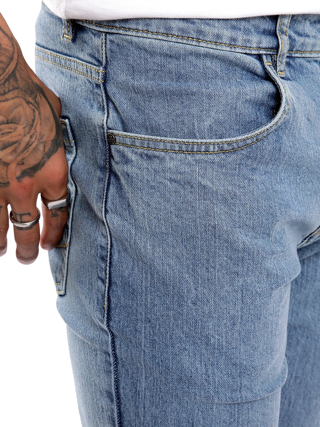 Light Blue Basic Slim Fit Jeans - Image 6