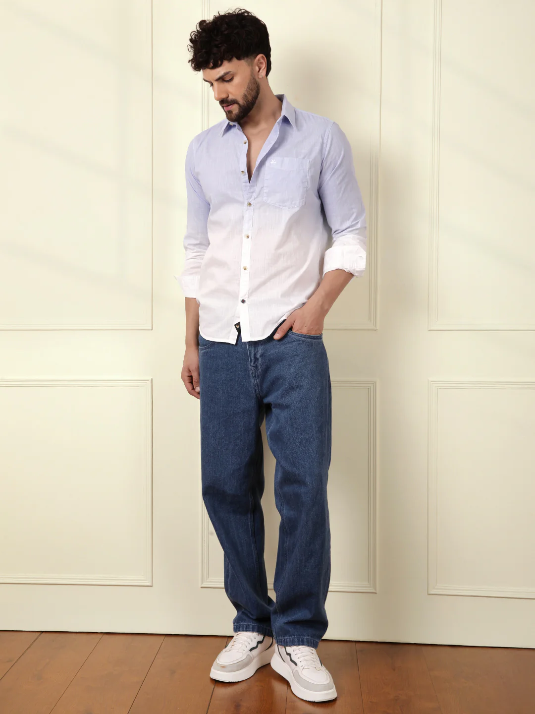 Casual Ombre Washed Shirt | Light Blue - Image 3