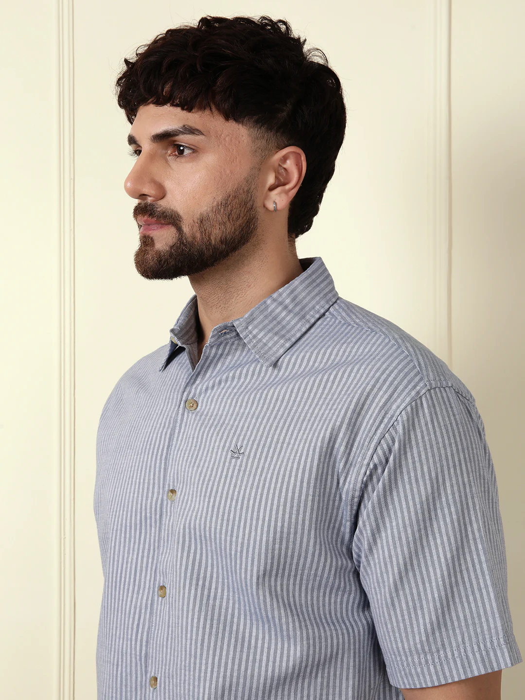 Classic Textured Stripes Shirt | Light Blue - Image 5