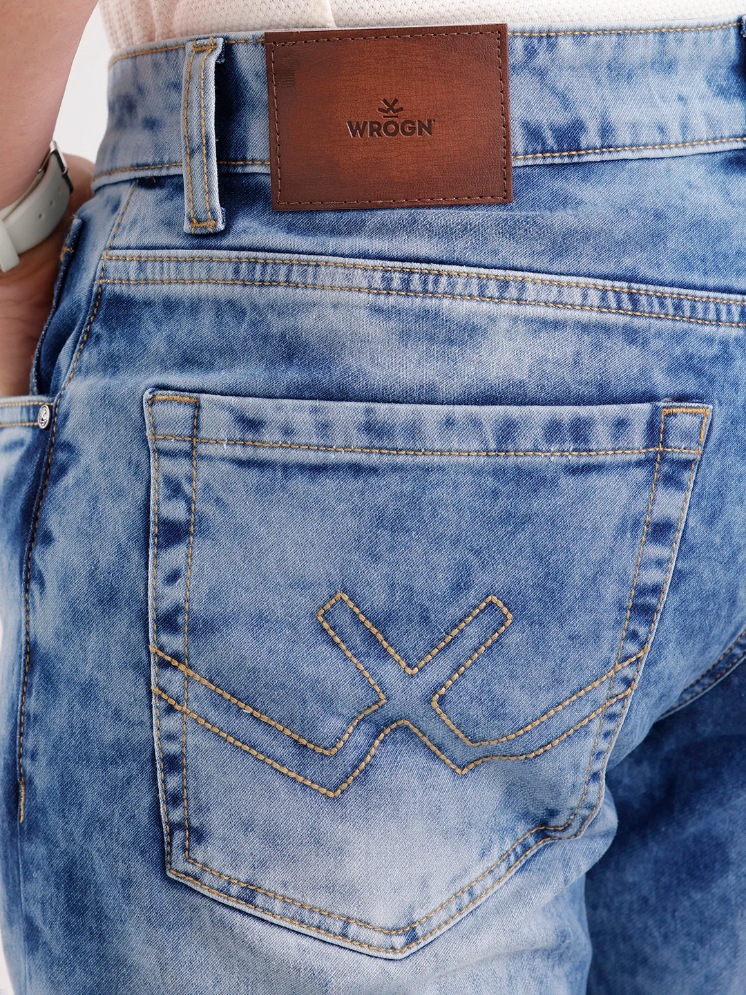 Light Distressed Skinny Crop Denim Jeans  | Blue - Image 6