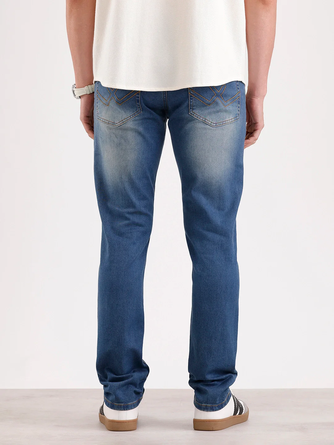 Light Faded Slim Fit Denim Jeans  | Blue - Image 3