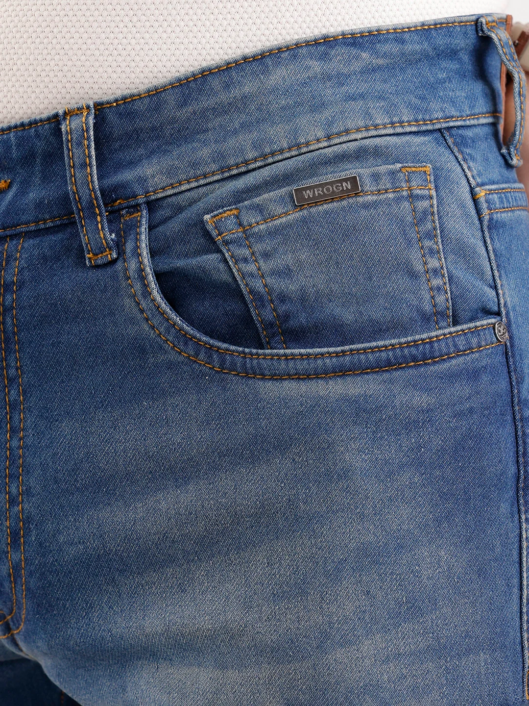 Light Faded Slim Fit Denim Jeans  | Blue - Image 5