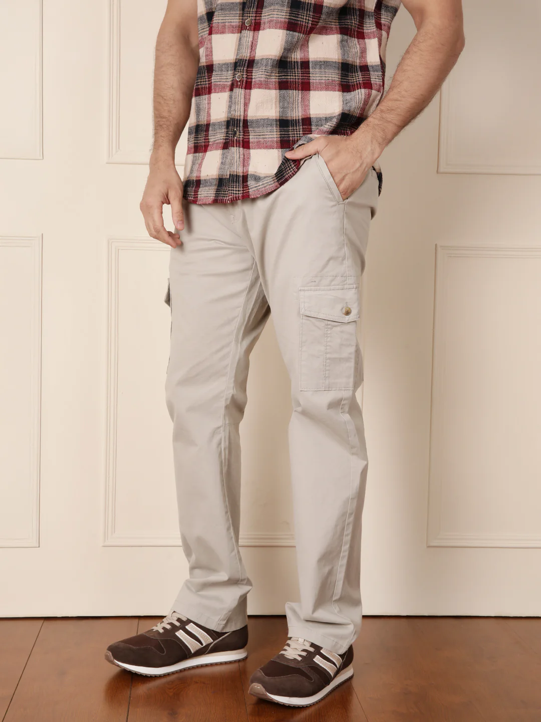 Peached Cotton Cargo Trouser | Light Grey - Image 4