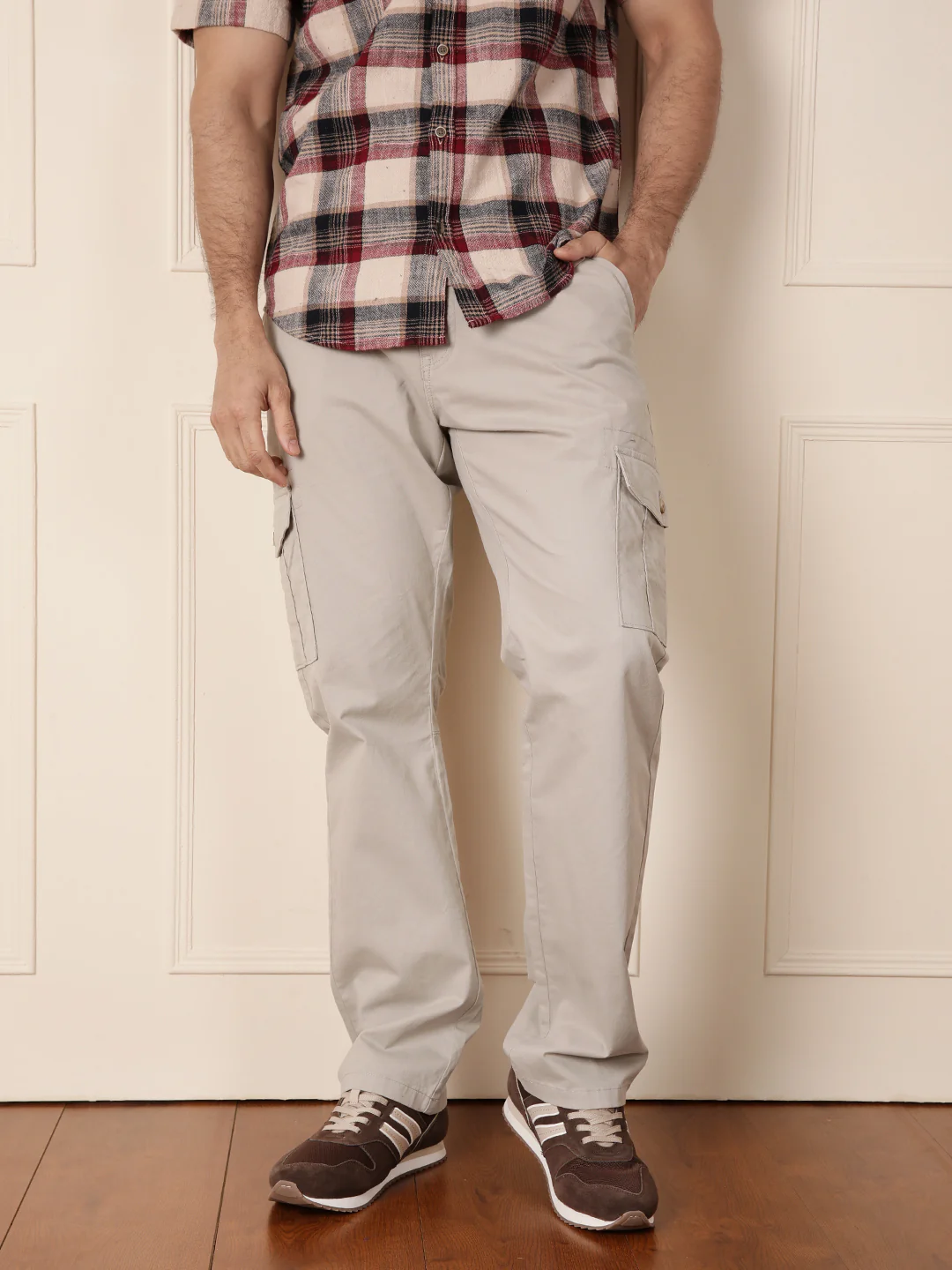 Peached Cotton Cargo Trouser | Light Grey - Image 6