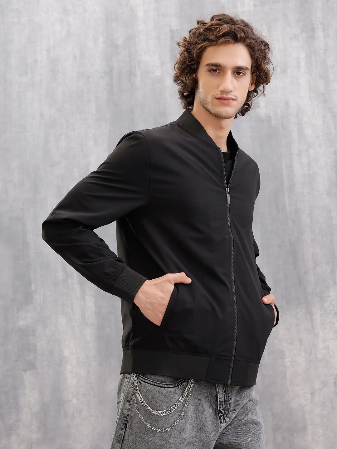 Light Weight Shell Bomber Jacket For Everyday Use  |  Black - Image 2