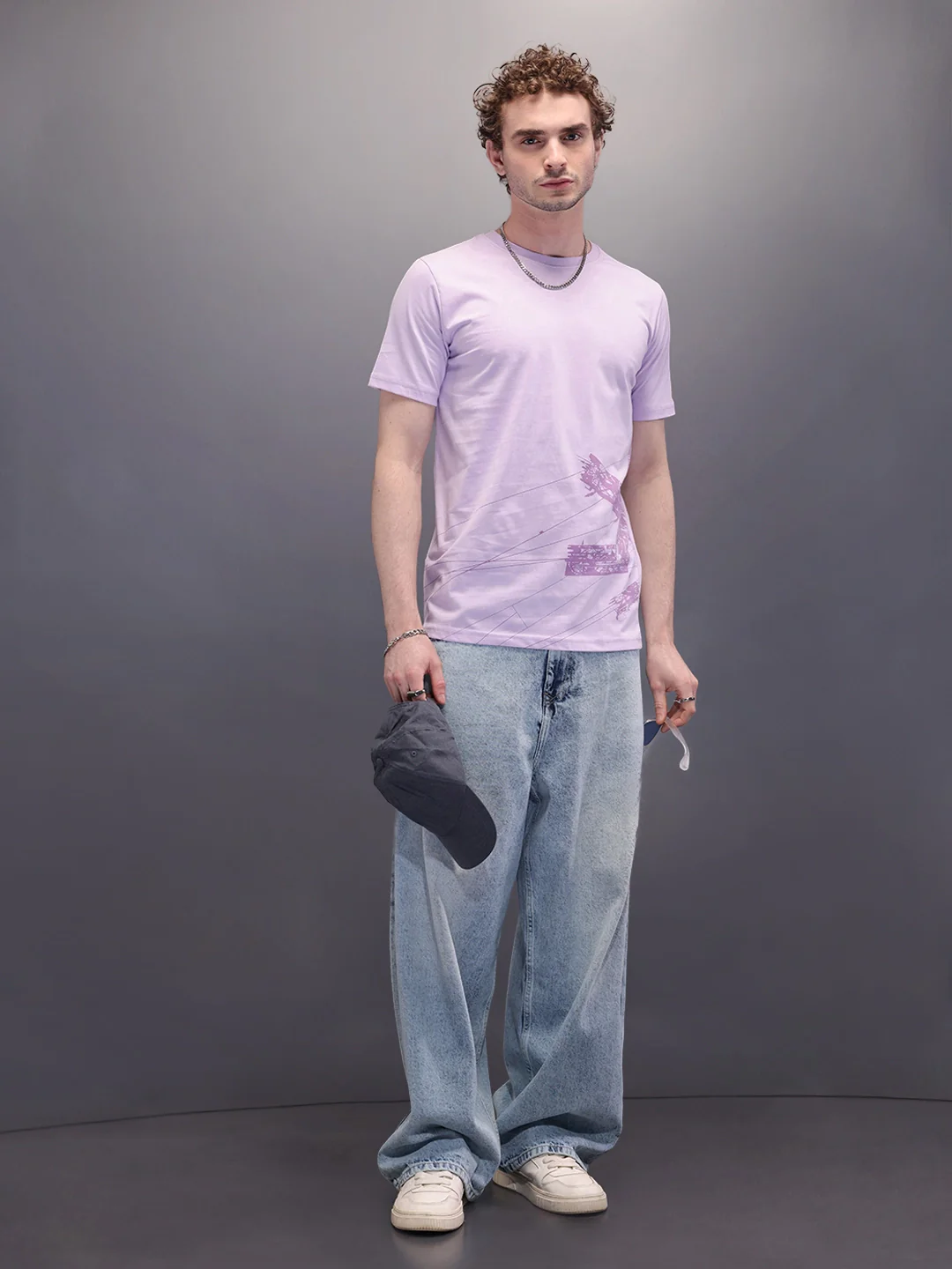 Logo Placement Printed T-Shirt | Lavender - Image 2