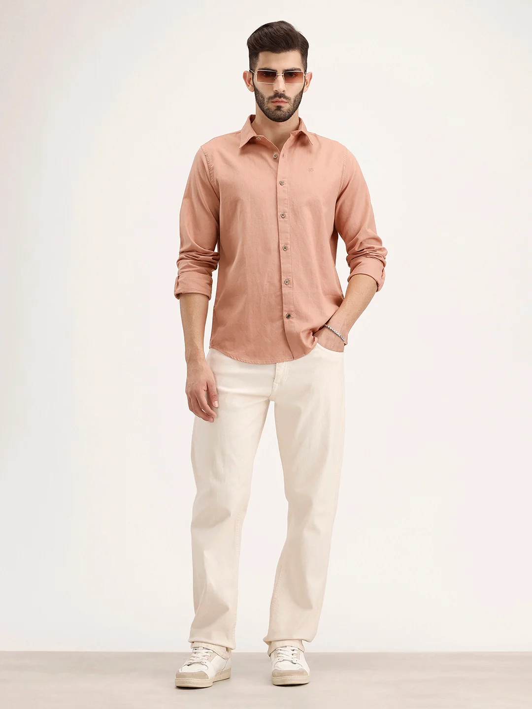 Linen Blend Premium Shirt In Slim Fit | Rust - Image 2