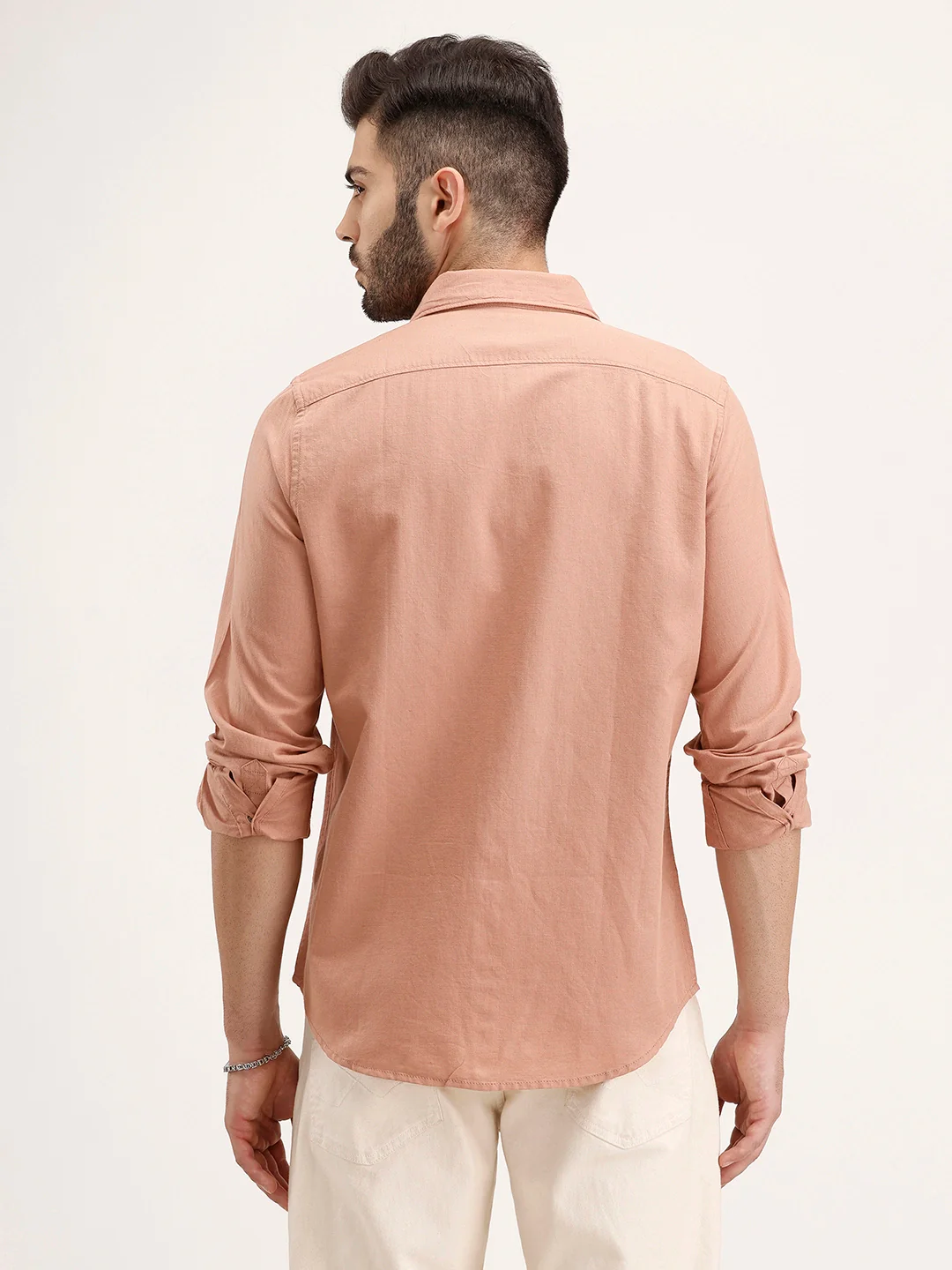 Linen Blend Premium Shirt In Slim Fit | Rust - Image 3