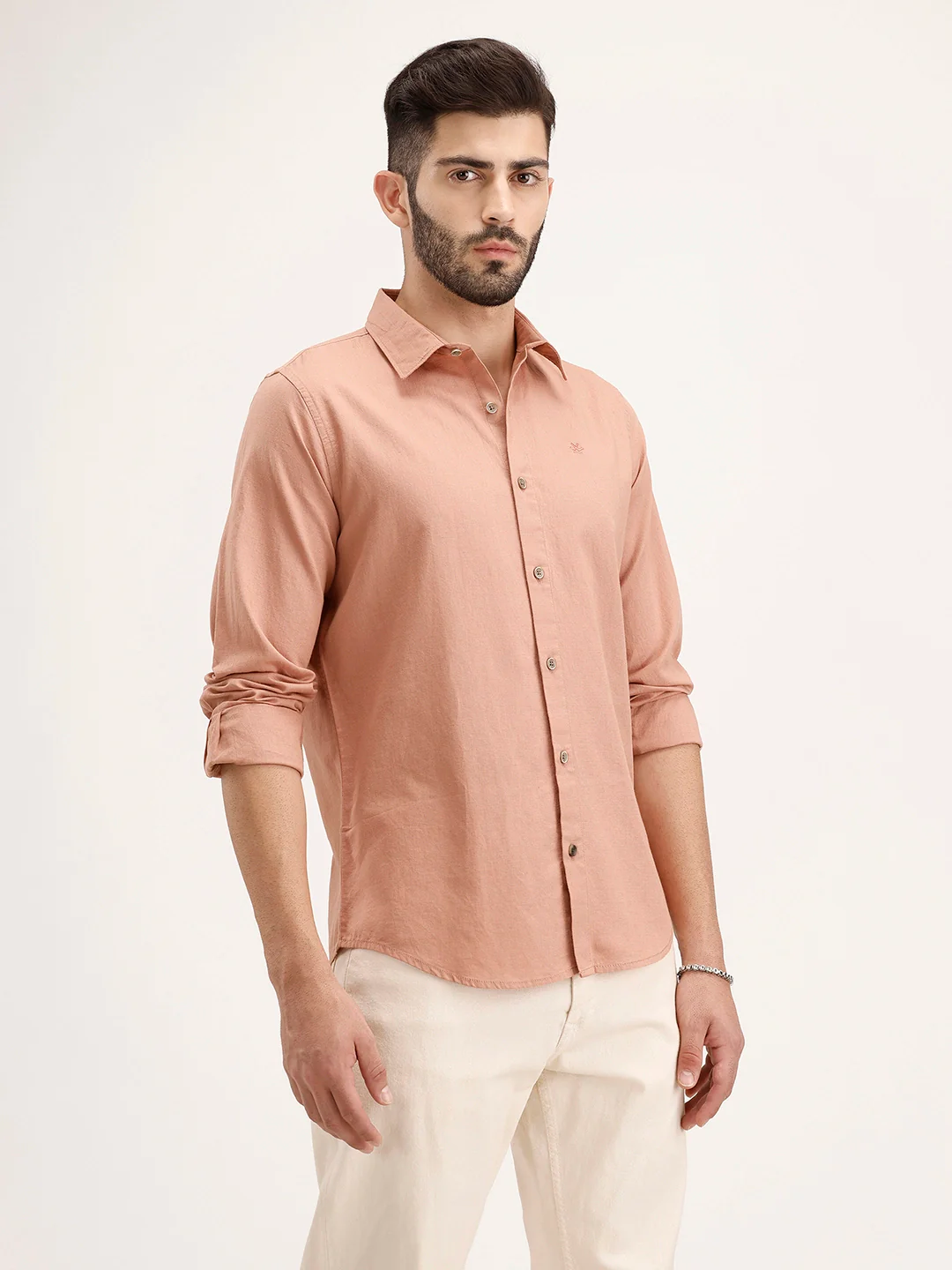 Linen Blend Premium Shirt In Slim Fit | Rust - Image 4