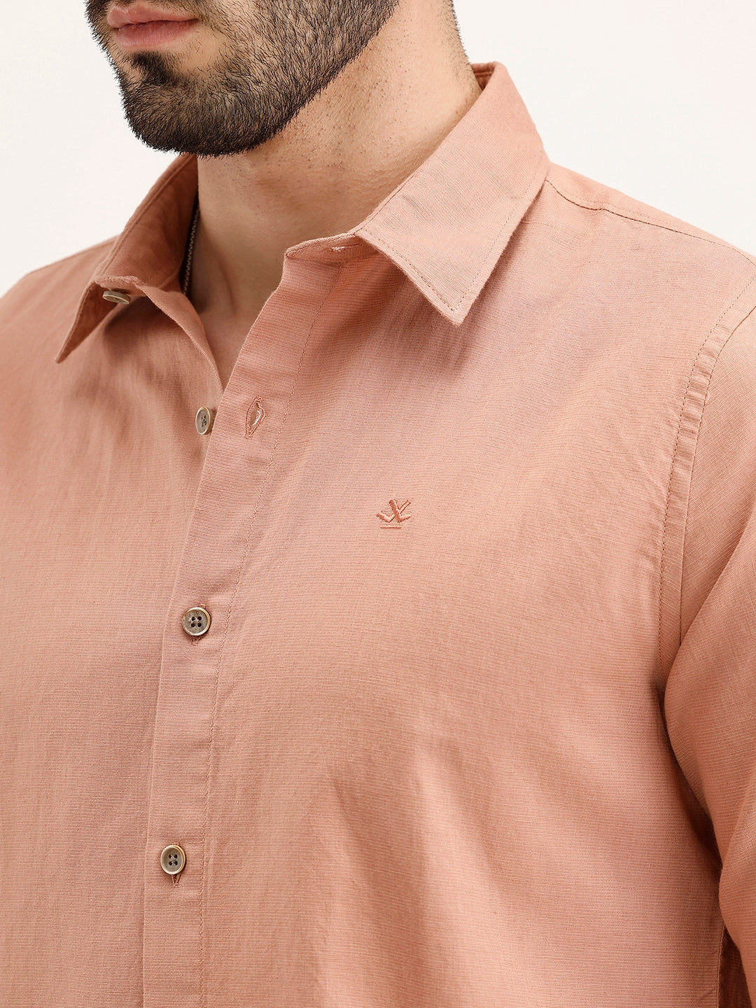 Linen Blend Premium Shirt In Slim Fit | Rust - Image 5