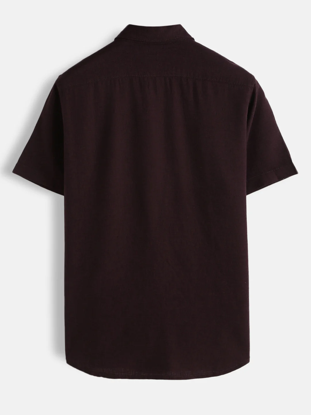 Solid Linen Blend Slim Fit Shirt | Maroon - Image 2