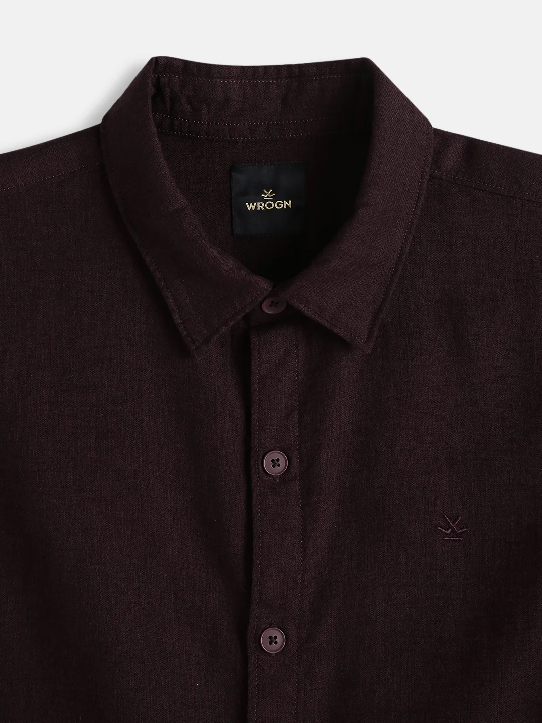 Solid Linen Blend Slim Fit Shirt | Maroon - Image 3
