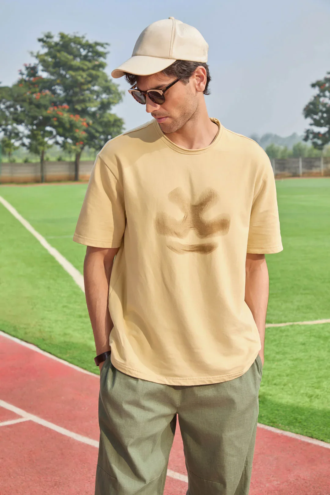 Heavy GSM Blur Logo T-Shirt | Khaki - Image 2