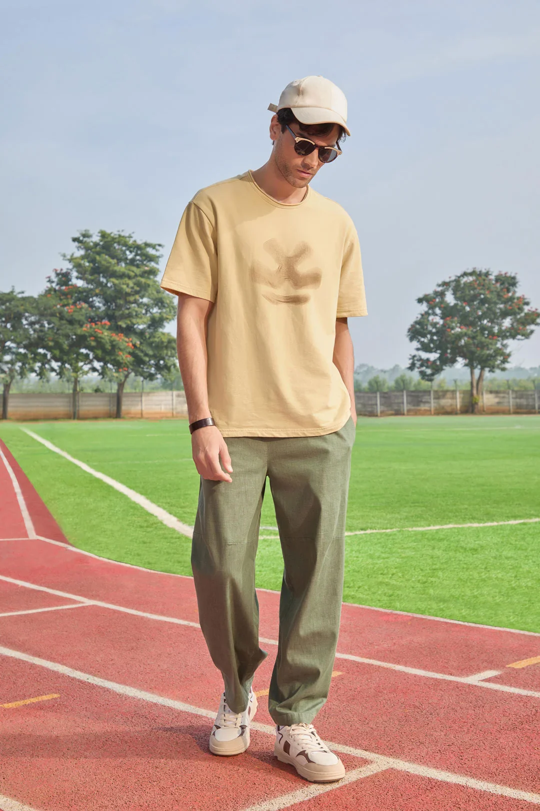Heavy GSM Blur Logo T-Shirt | Khaki - Image 3