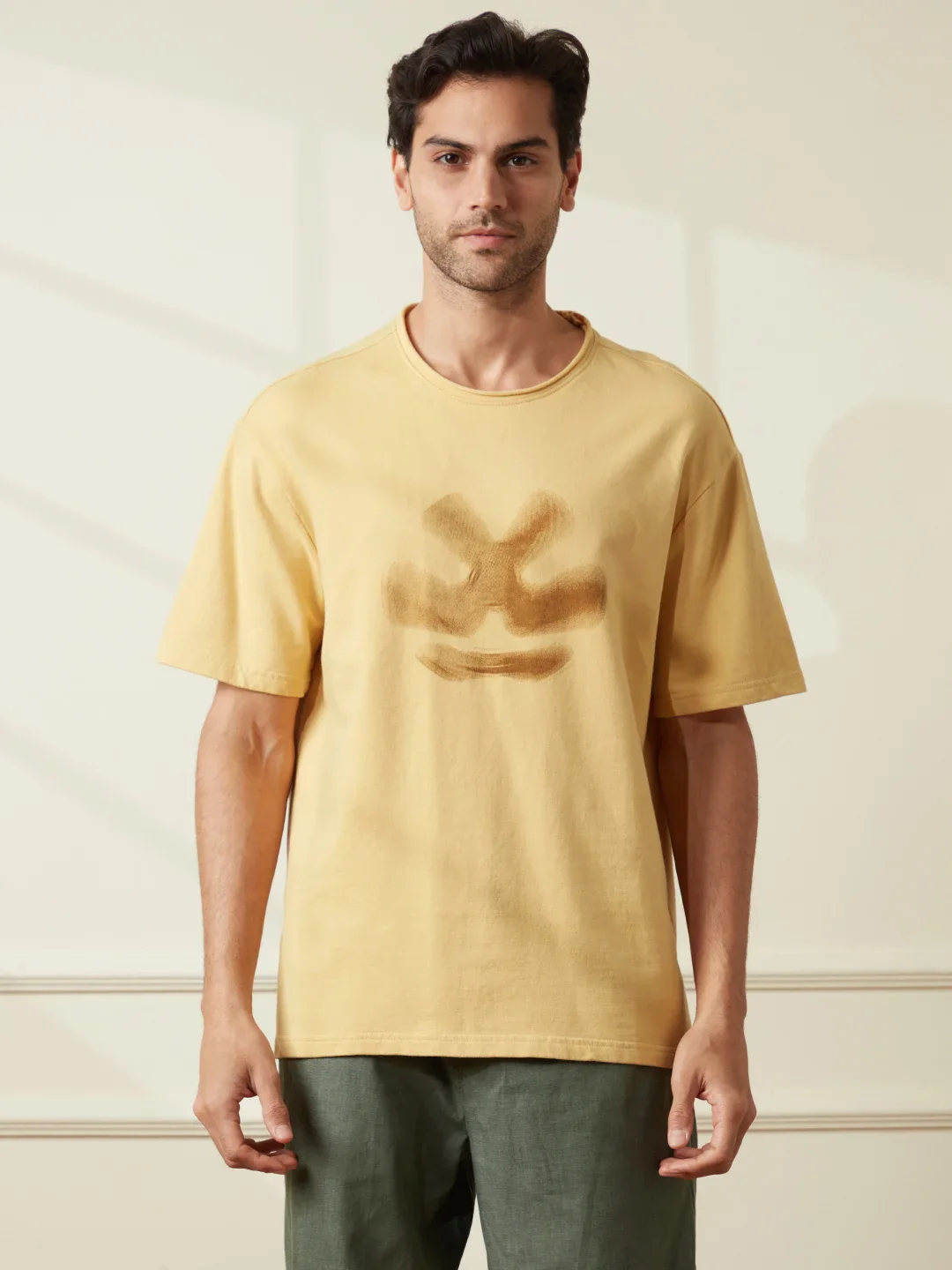 Heavy GSM Blur Logo T-Shirt | Khaki - Image 8