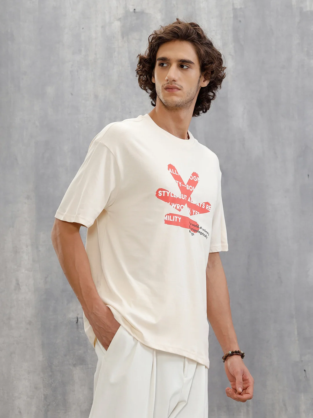 Logo Placement Printed T-Shirt | Beige - Image 4