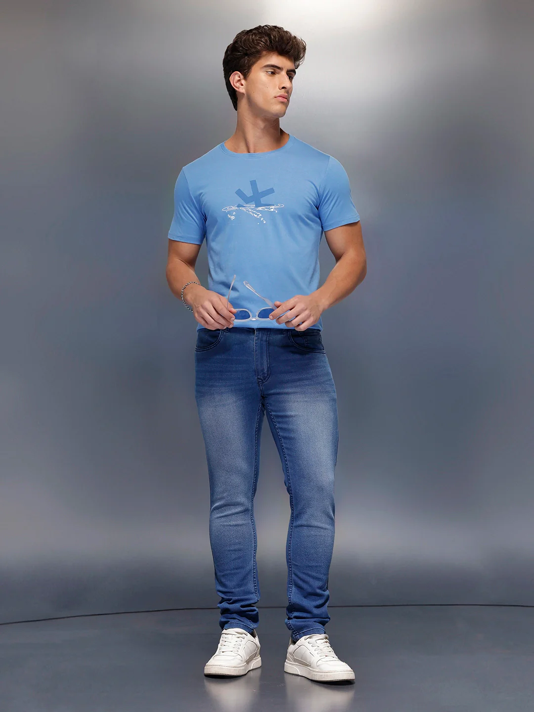 Logo Placement Printed T-Shirt   |  Blue - Image 2