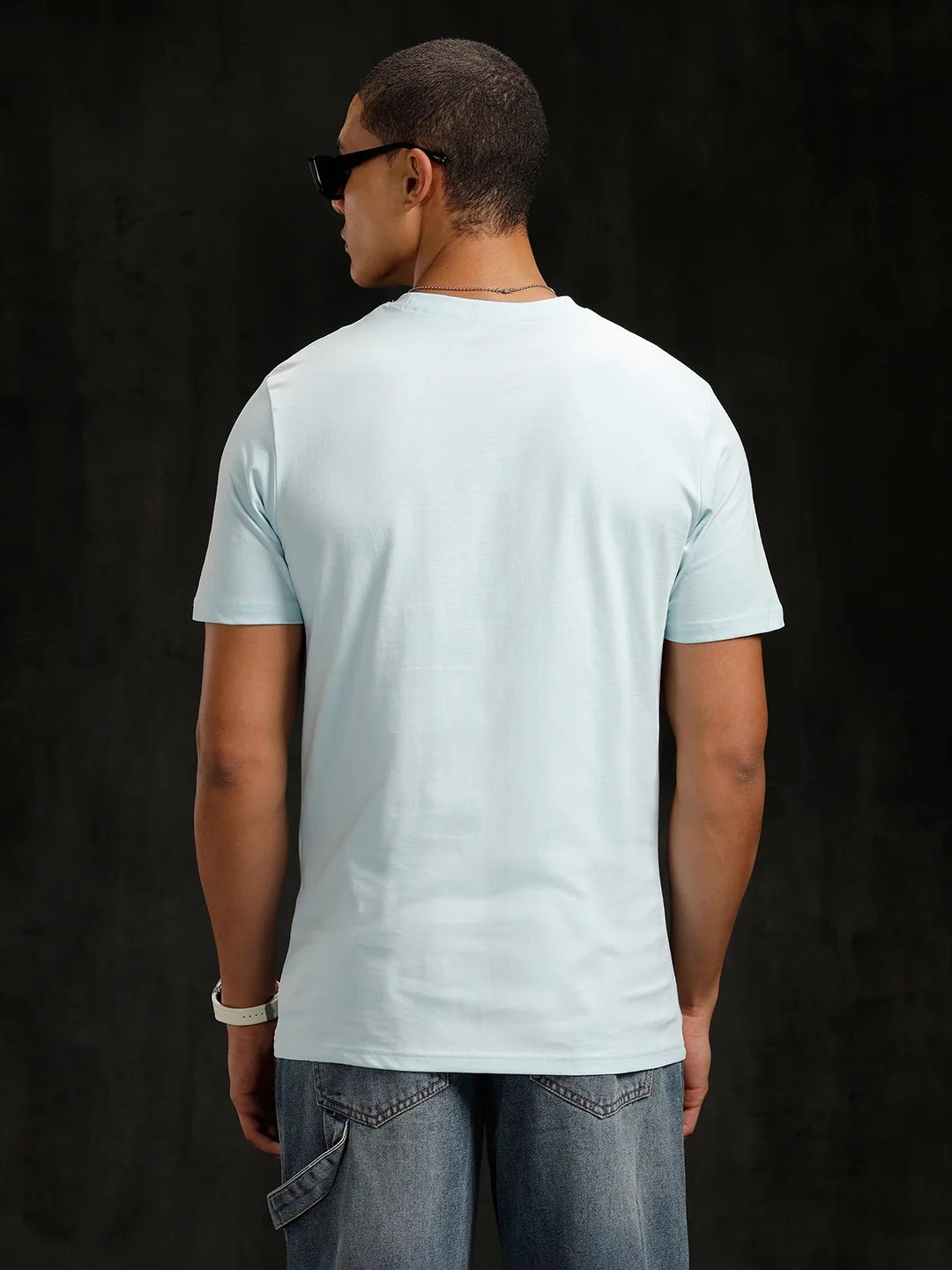 Logo Placement Printed T-Shirt | Blue - Image 3