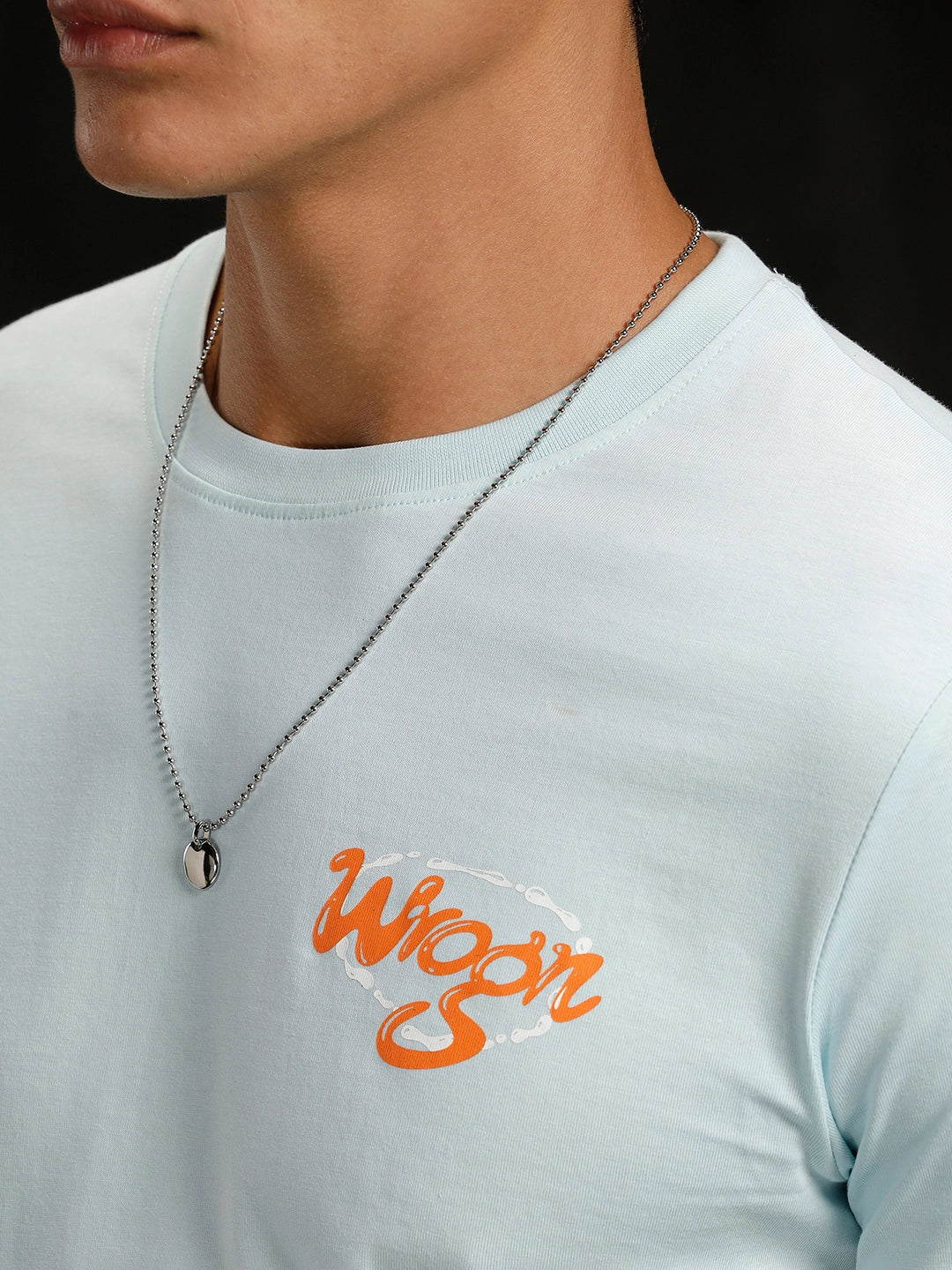 Logo Placement Printed T-Shirt | Blue - Image 5