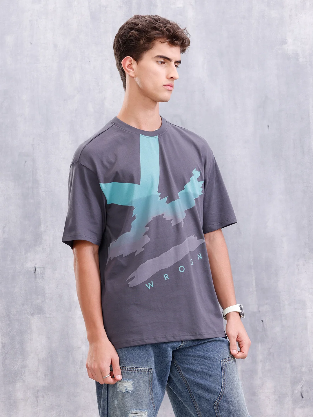 Logo Placement Printed T-Shirt | Dark Grey - Image 4