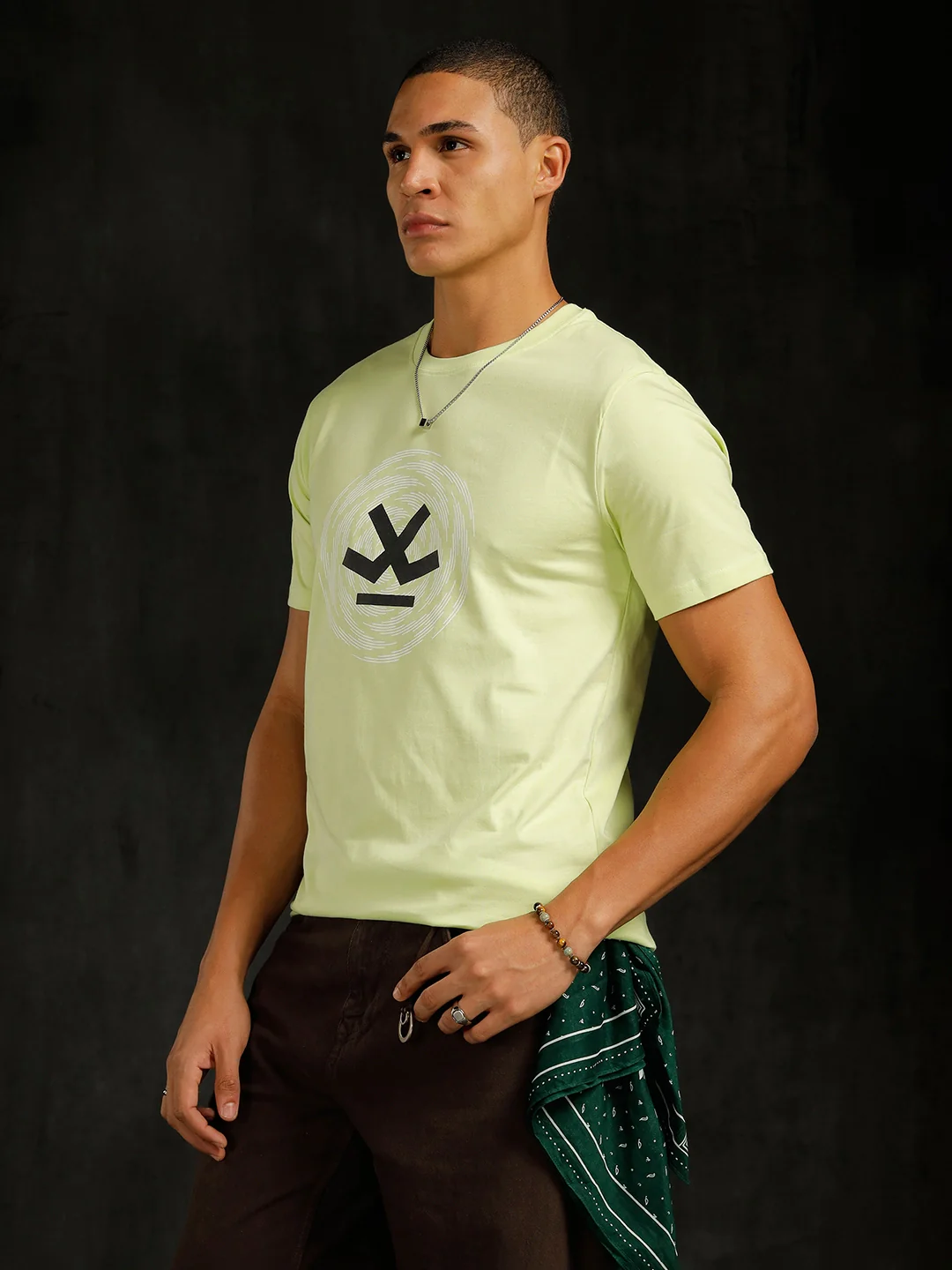 Logo Placement Printed T-Shirt | Green - Image 4