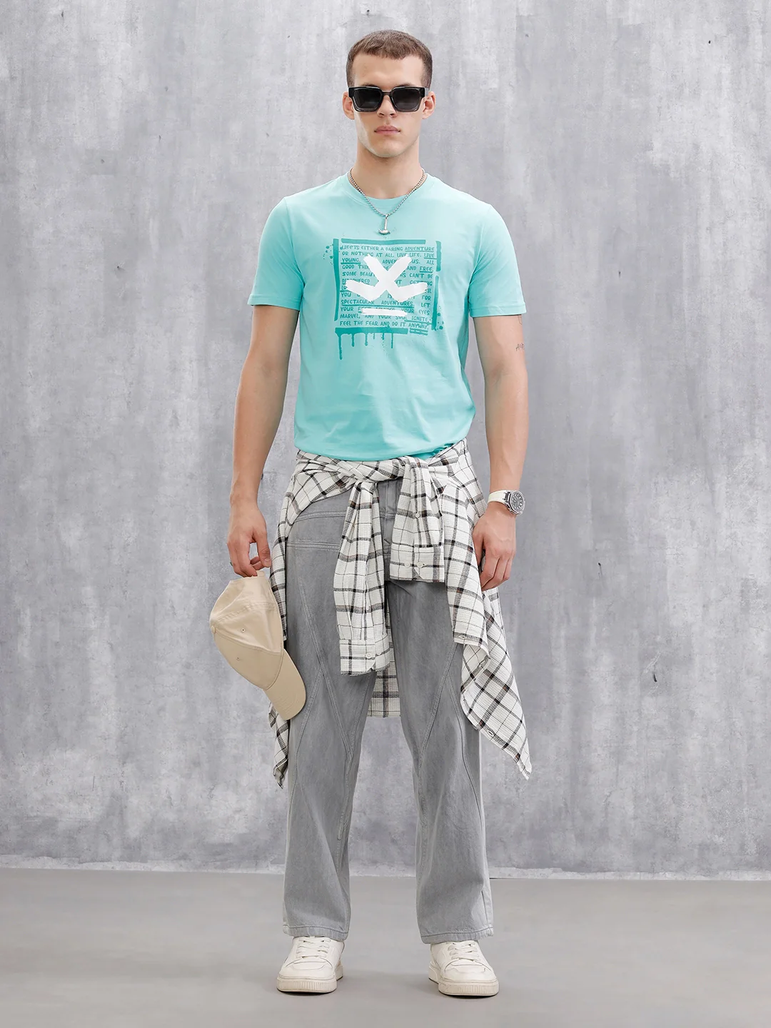 Logo Placement Printed T-Shirt | Light Blue - Image 2