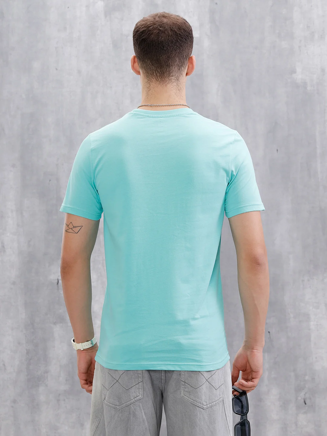 Logo Placement Printed T-Shirt | Light Blue - Image 3