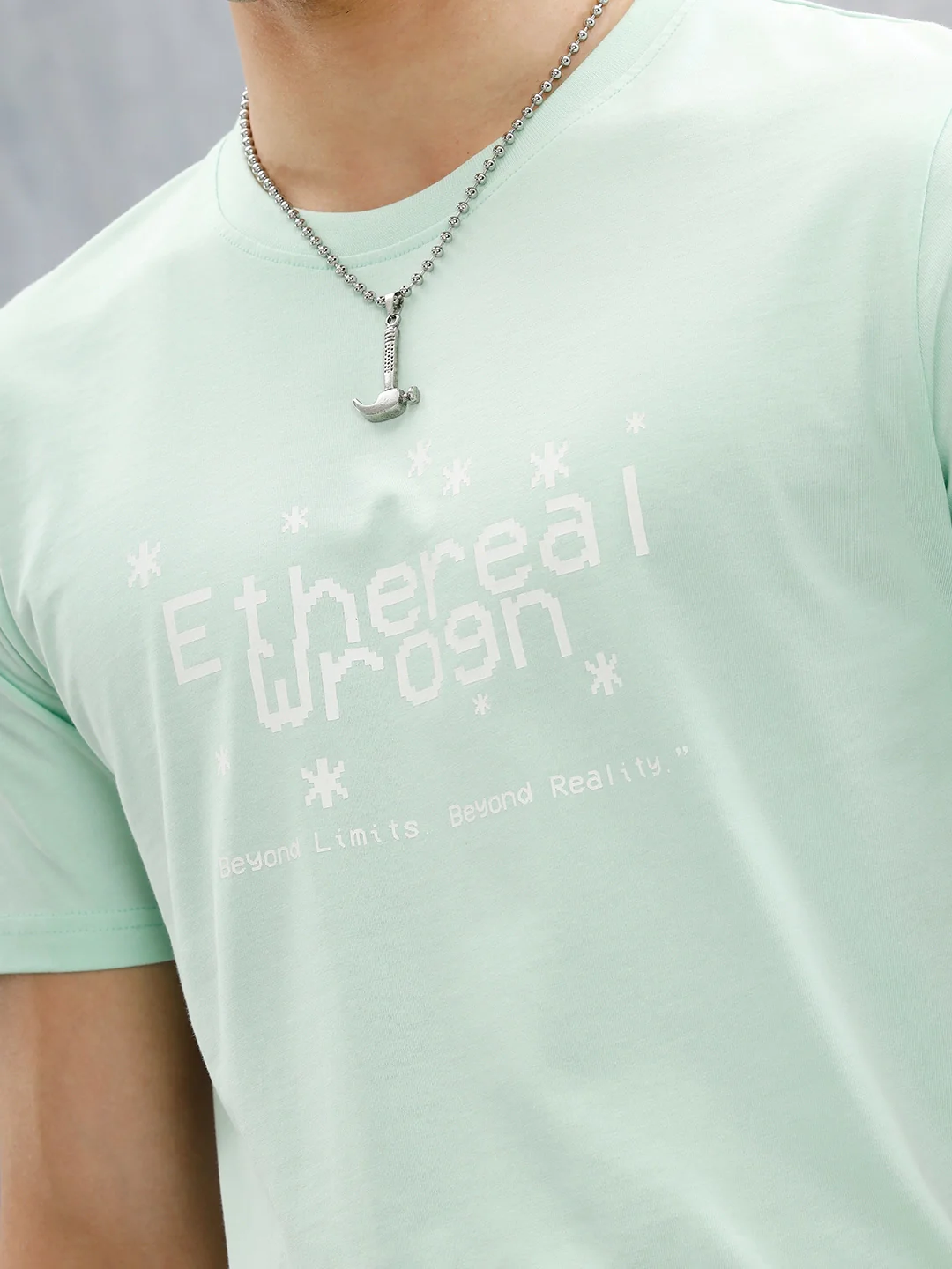 Logo Placement Printed T-Shirt | Light Green - Image 5
