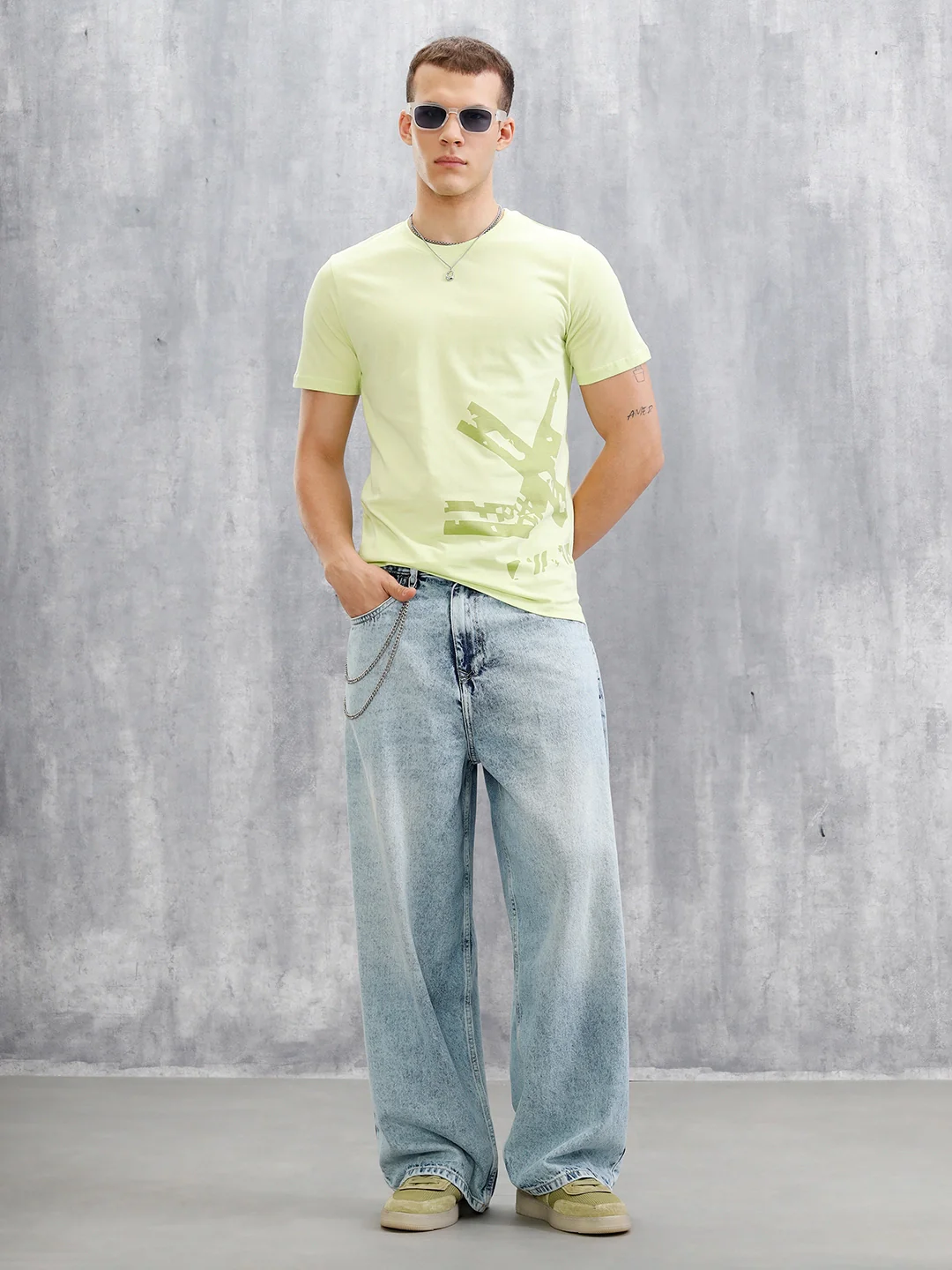Logo Placement Printed T-Shirt | Light Green - Image 2