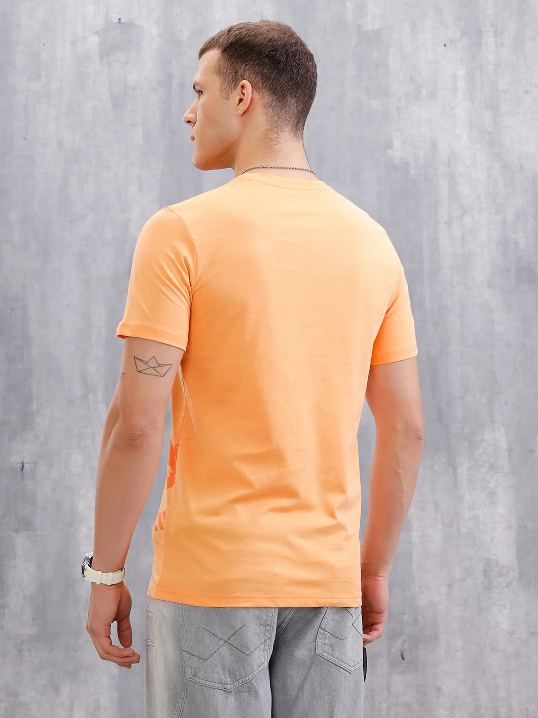 Logo Placement Printed T-Shirt | Orange - Image 3