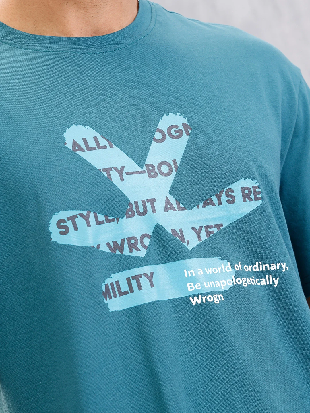 Logo Printed Oversized Fit T-Shirt | Teal - Image 5