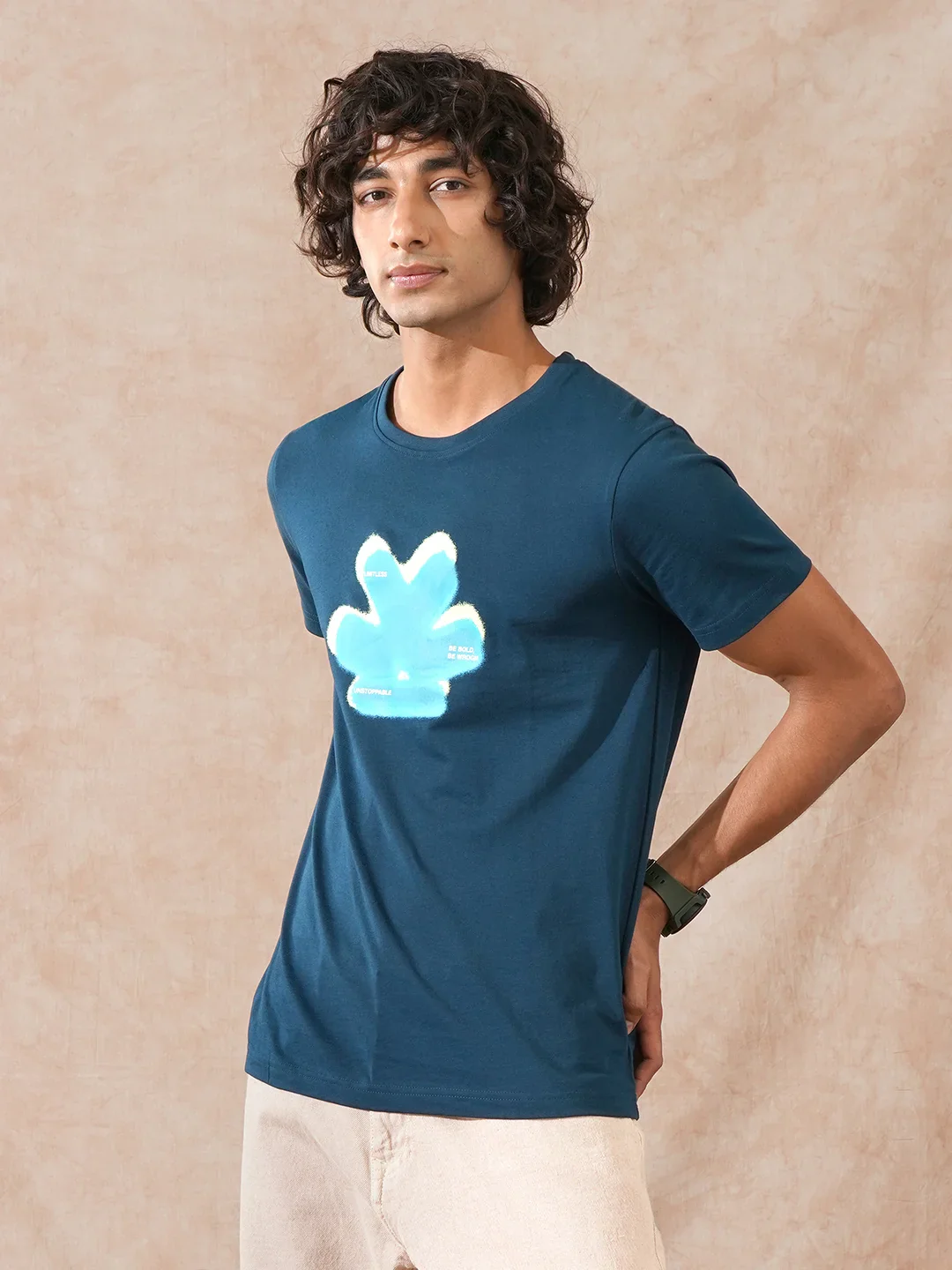 Logo Printed Slim Fit T-Shirt | Teal - Image 4