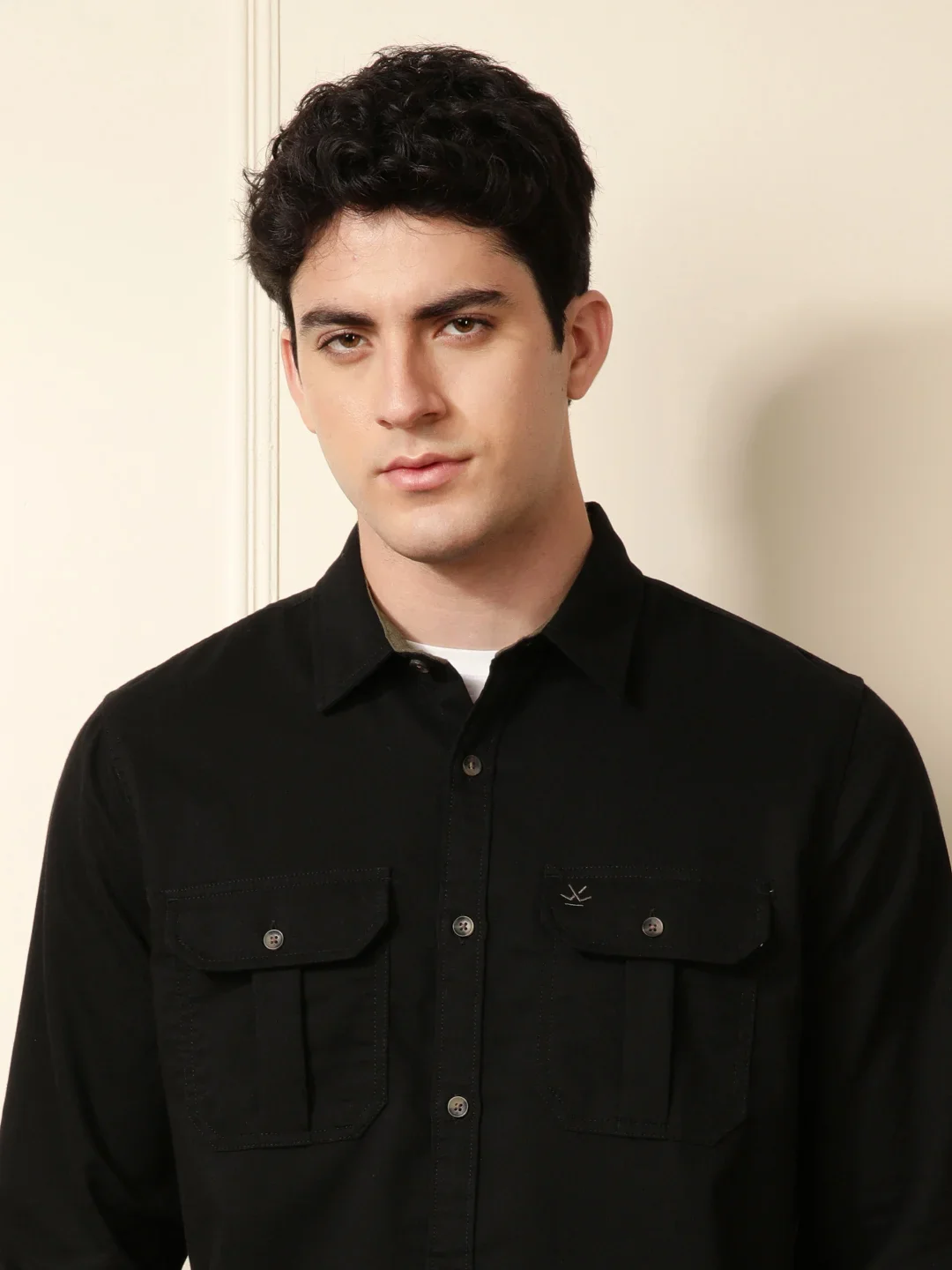 Fine Corduroy Slim Fit Shirt | Black - Image 5