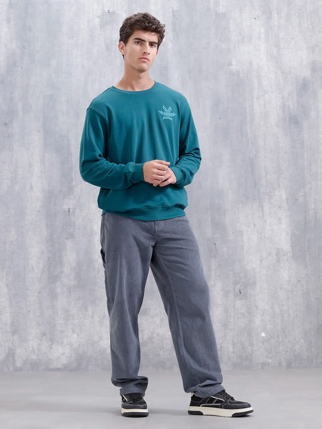 Loop Terry Cotton Brand Carrier Sweatshirt | Teal - Image 2
