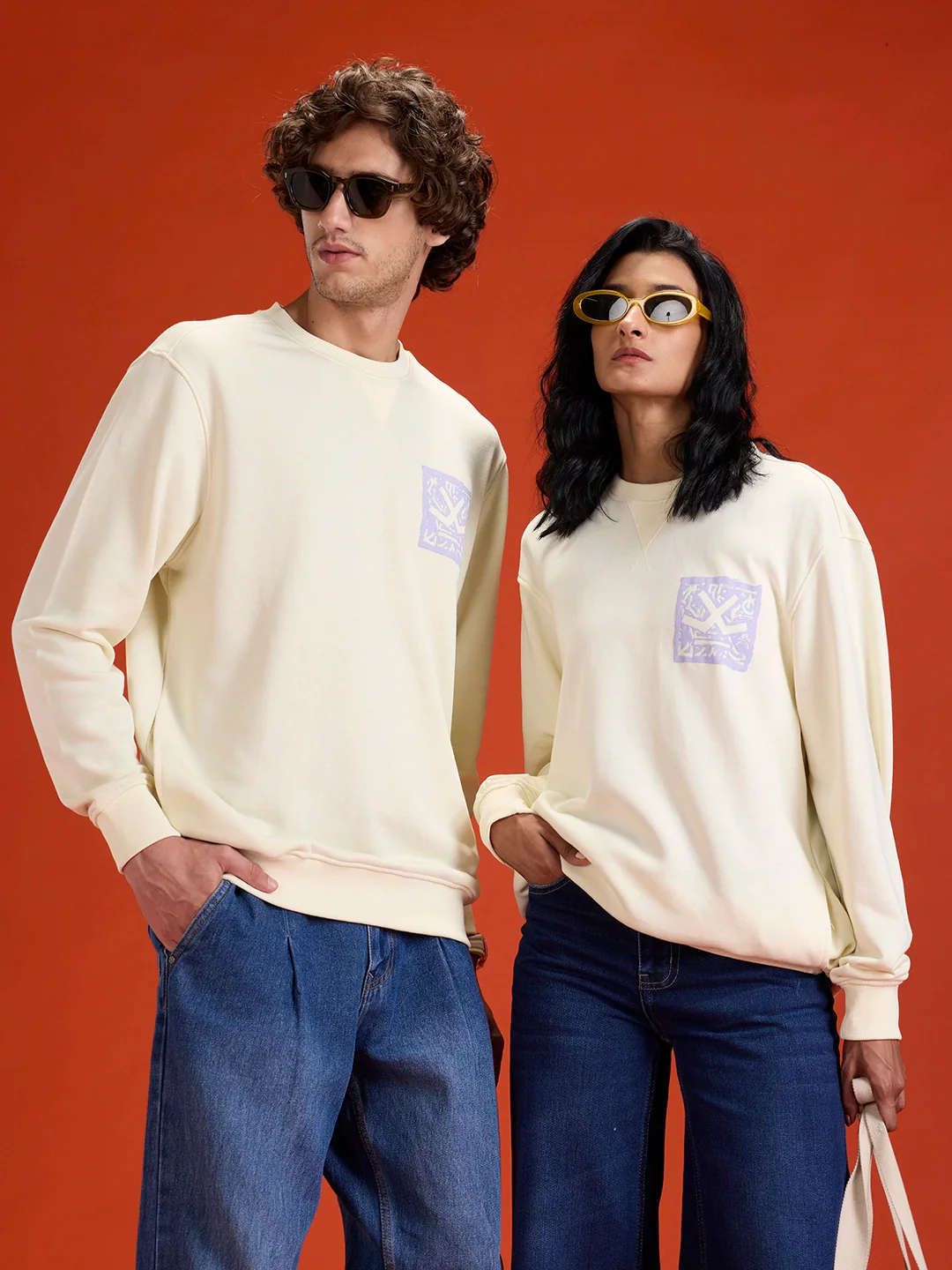 Looper Terry Comfort Fit T-Shirt With V-Insert Neck & Logo Branding | Yellow - Image 5