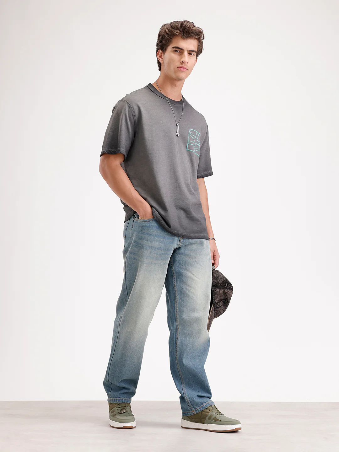 Loose Fit Light Faded Denim Jeans  | Blue - Image 2