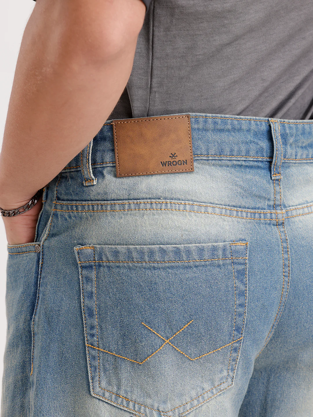 Loose Fit Light Faded Denim Jeans  | Blue - Image 5