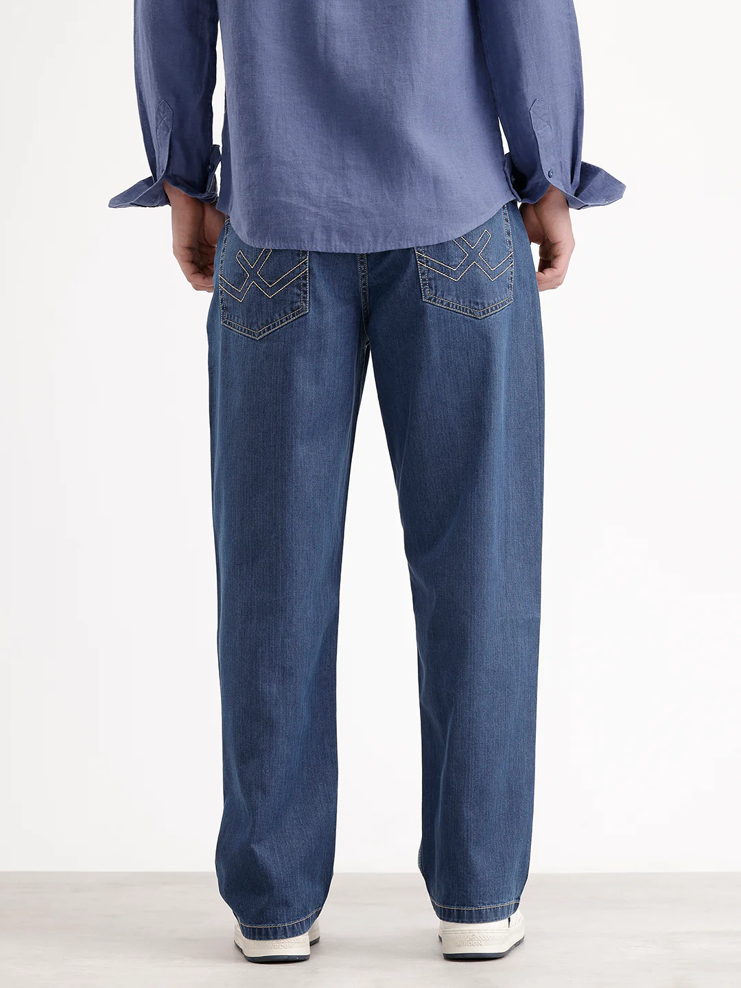 Loose Fit Textured Denim Jeans | Blue - Image 3